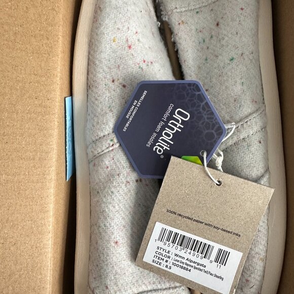 TOMS Alpargata Lunar Grey Repreve Speckled Twill Faux Shearling 8.5 NWT - Picture 2 of 6